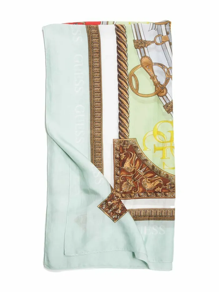 GUESS Monaco Silk Scarf Sky Women Hats and Scarves GUESS Monaco Silk Scarf Sky Women Hats and Scarves