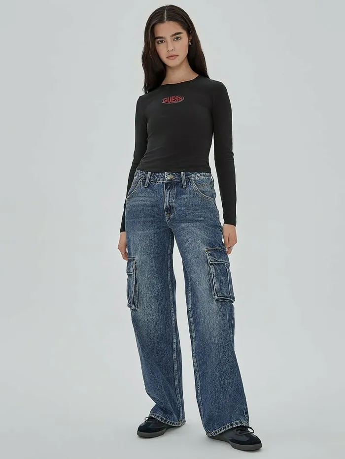 GUESS Originals Kit Cargo Jeans Originals Dark Wash Jeans and Denim GUESS Women GUESS Originals Kit Cargo Jeans Originals Dark Wash Jeans and Denim GUESS Women