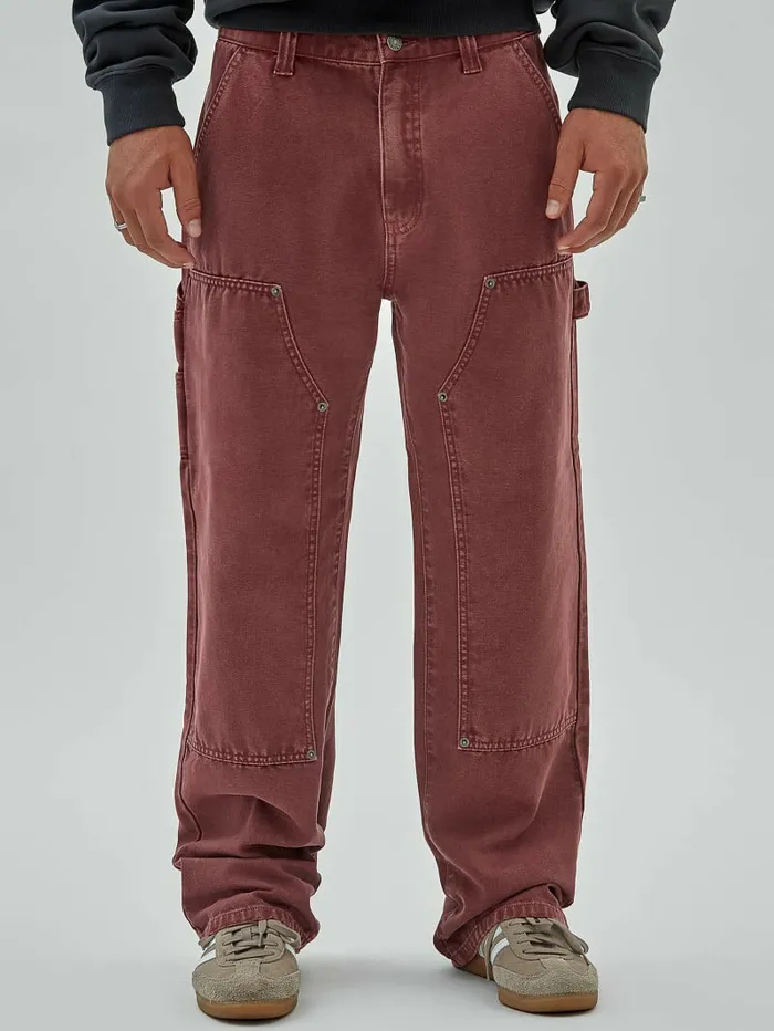 GUESS Pants and Shorts Men GUESS Originals Canvas Carpenter Pant Washed Red Canvas