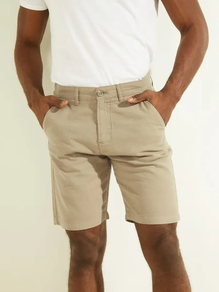 GUESS Pants and Shorts Men Otis Herringbone Chino Shorts Mossy Green Multi