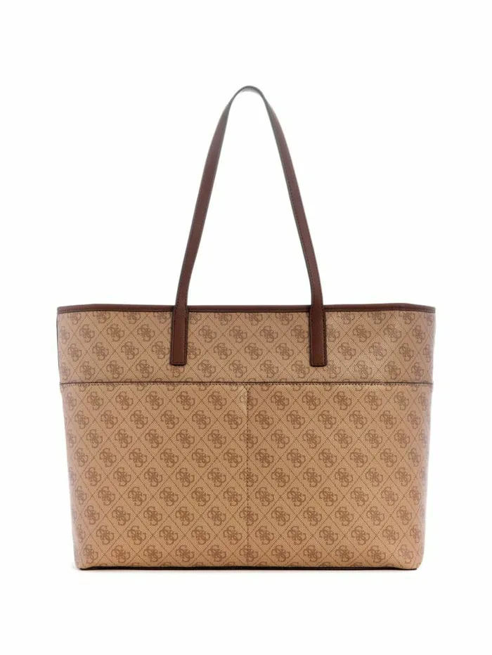 GUESS Power Play Quattro G Large Tech Tote Latte Logo Women Handbags GUESS Power Play Quattro G Large Tech Tote Latte Logo Women Handbags