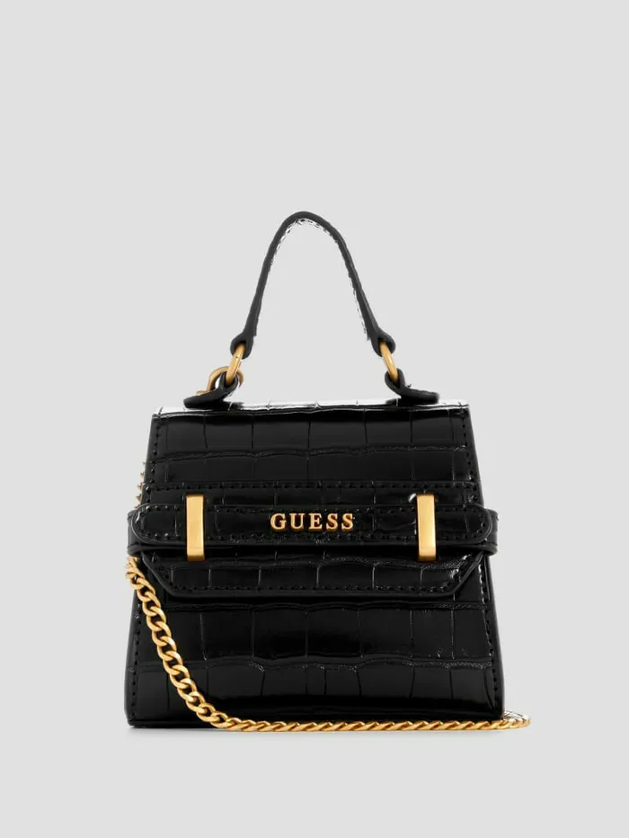 GUESS Sestri CrocodileEmbossed Mini Crossbody Black Women Handbags
