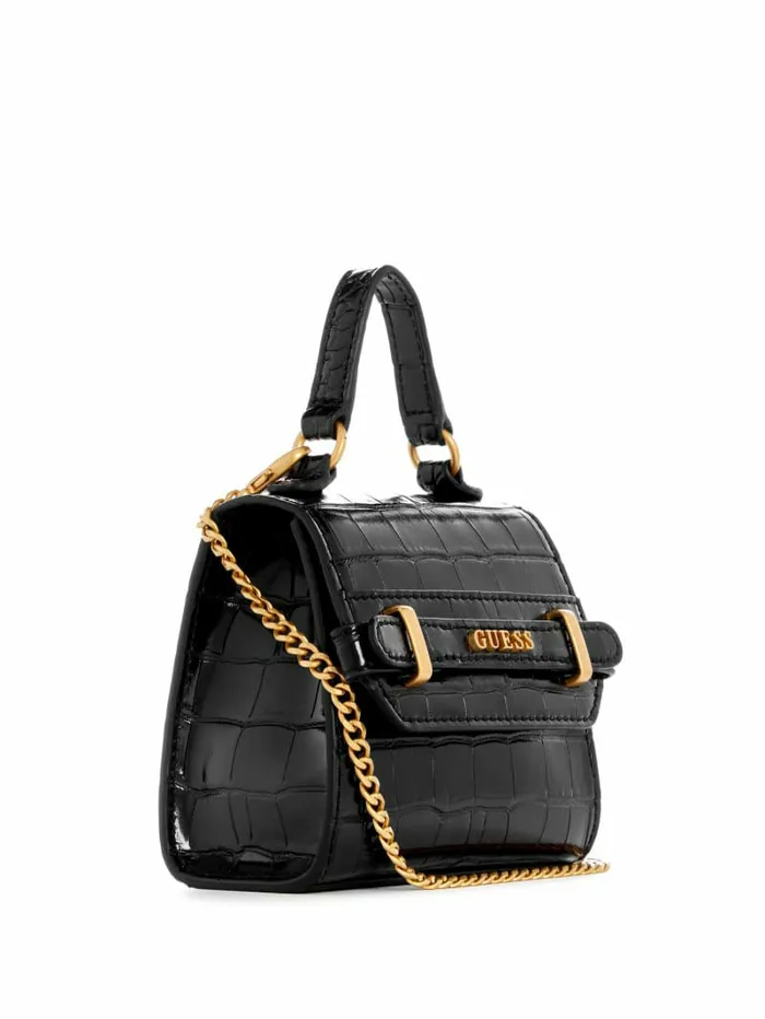 GUESS Sestri CrocodileEmbossed Mini Crossbody Black Women Handbags