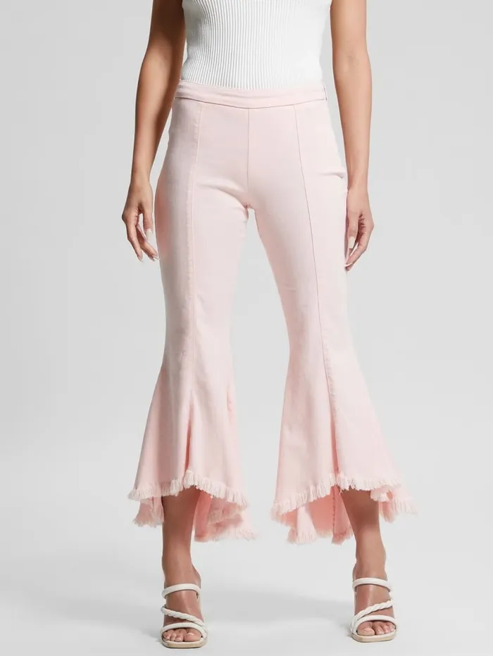 GUESS Sofia 1981 HighRise Flared Jeans Wanna Be Pink Multi Women Bottoms