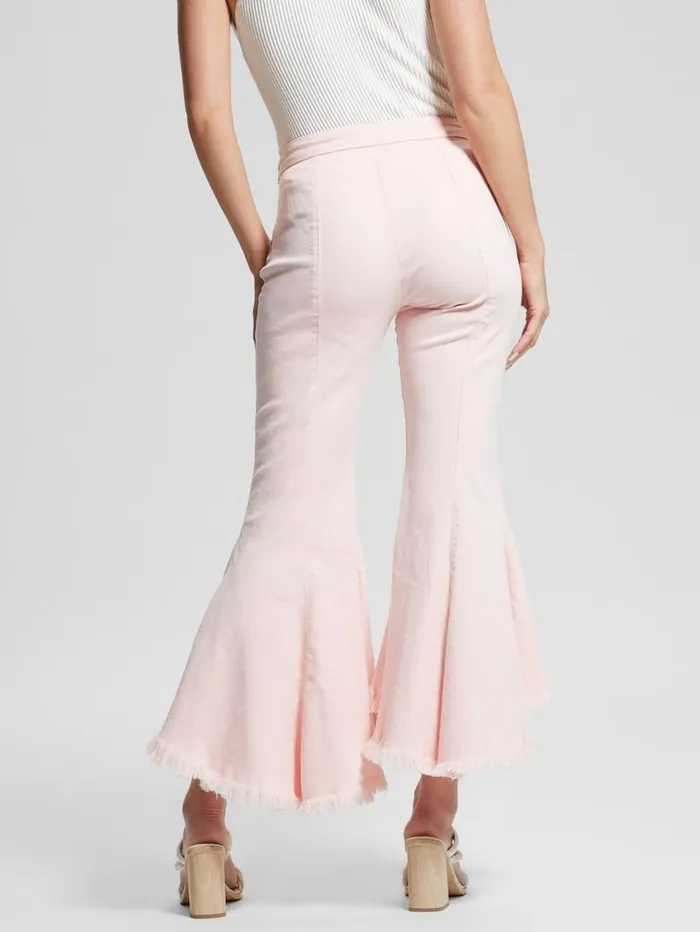 GUESS Sofia 1981 HighRise Flared Jeans Wanna Be Pink Multi Women Bottoms