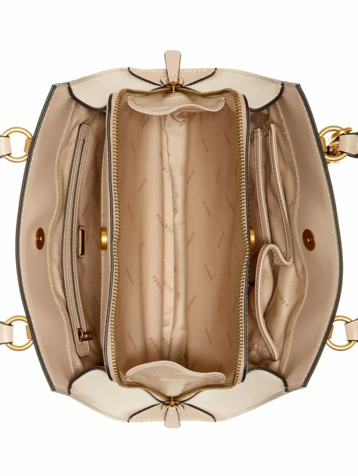 GUESS Stephi Girlfriend Satchel Beige Women Handbags GUESS Stephi Girlfriend Satchel Beige Women Handbags