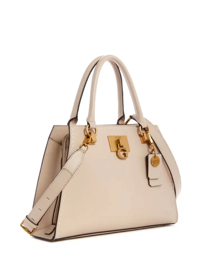 GUESS Stephi Girlfriend Satchel Beige Women Handbags GUESS Stephi Girlfriend Satchel Beige Women Handbags