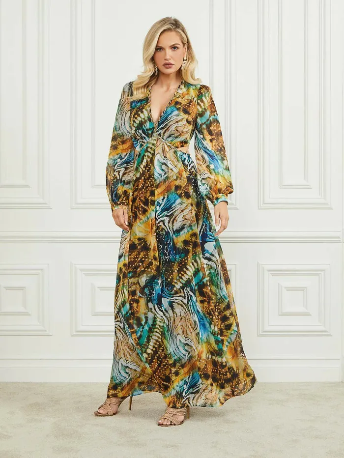 GUESS Ursula Gown Eutopia Print Women Dresses and Jumpsuits GUESS Ursula Gown Eutopia Print Women Dresses and Jumpsuits