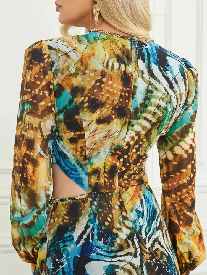 GUESS Ursula Gown Eutopia Print Women Dresses and Jumpsuits GUESS Ursula Gown Eutopia Print Women Dresses and Jumpsuits