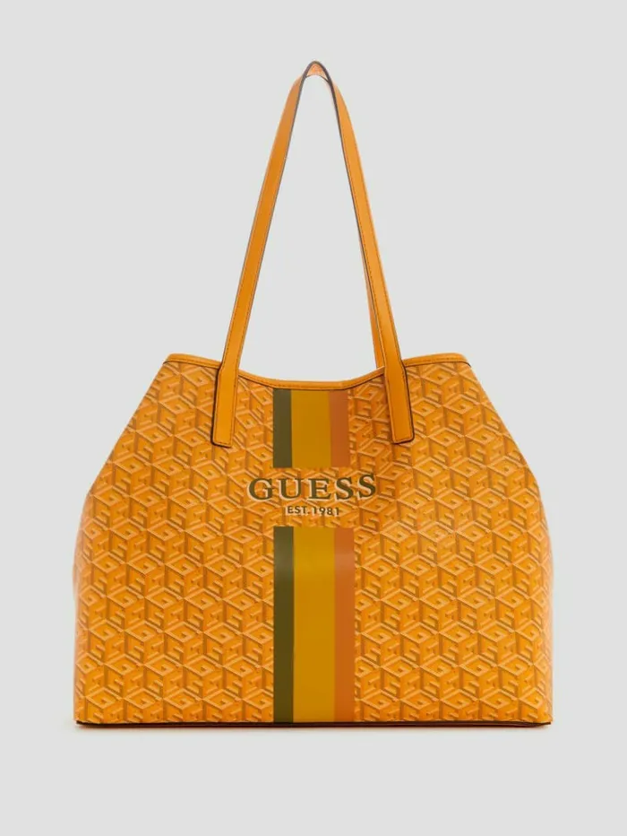 GUESS Vikky Large Tote Yellow Logo Women Handbags