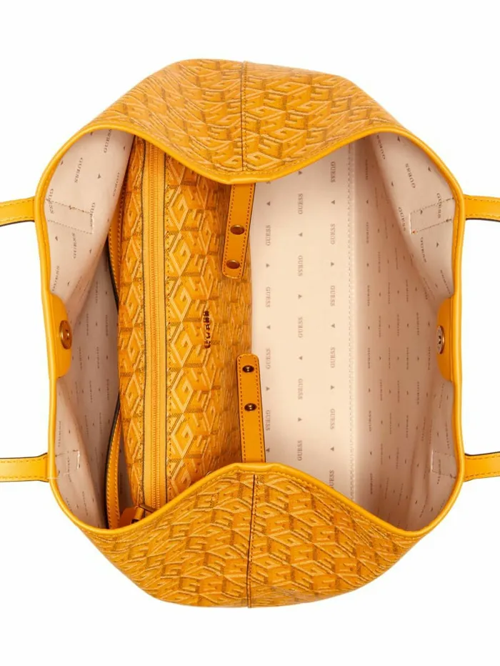 GUESS Vikky Large Tote Yellow Logo Women Handbags GUESS Vikky Large Tote Yellow Logo Women Handbags