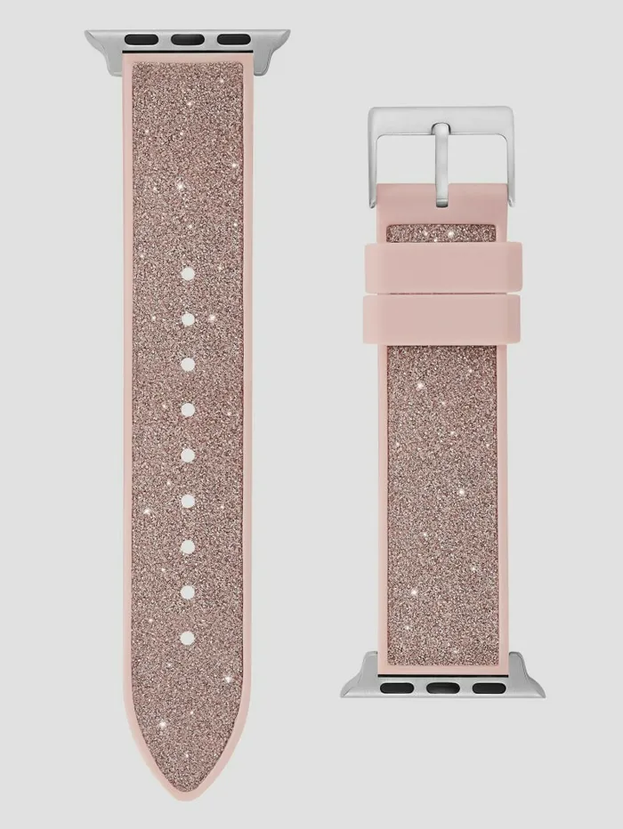 GUESS Watches Women Pink Glitter Silicone 3841 mm Band for Apple Watch Rose Gold