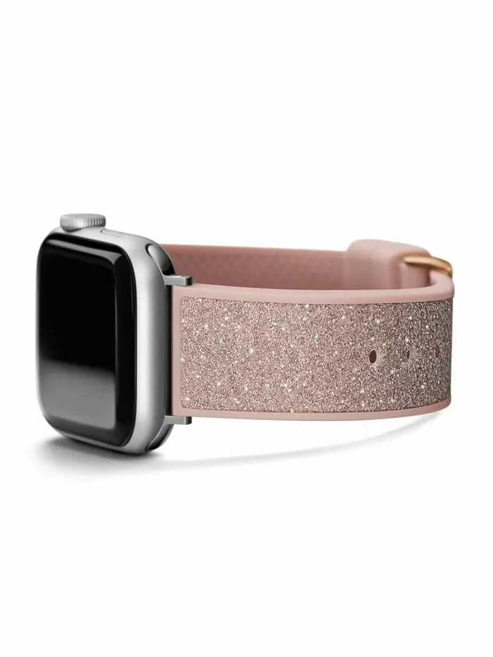 GUESS Watches Women Pink Glitter Silicone 3841 mm Band for Apple Watch Rose Gold GUESS Watches Women Pink Glitter Silicone 3841 mm Band for Apple Watch Rose Gold
