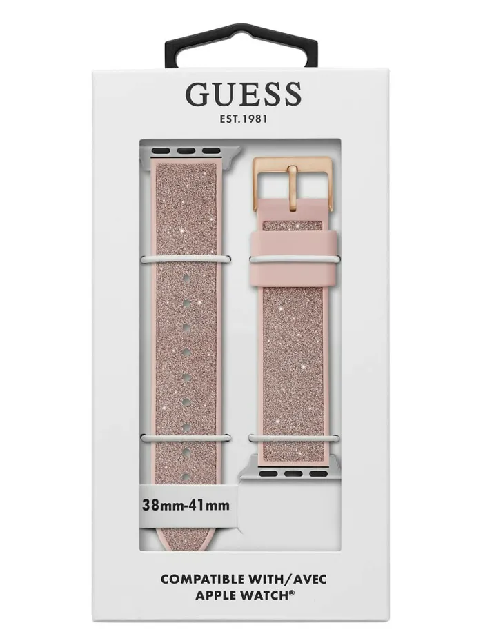 GUESS Watches Women Pink Glitter Silicone 3841 mm Band for Apple Watch Rose Gold GUESS Watches Women Pink Glitter Silicone 3841 mm Band for Apple Watch Rose Gold