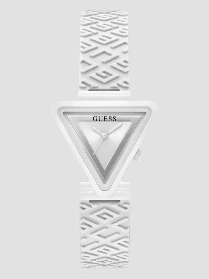 GUESS Watches Women White Triangle Silicone Analog Watch White Multi