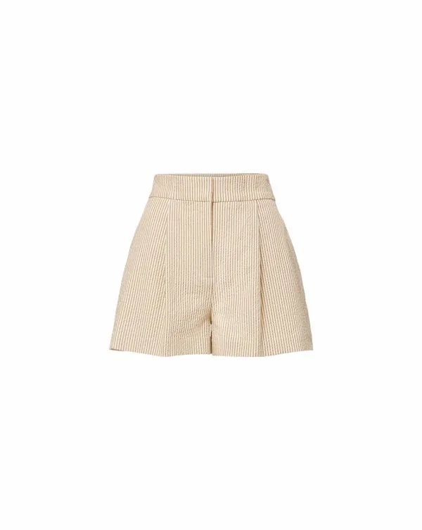 Haina Seersucker Short Khakiandwhite Women Veronica Beard Skirts and Shorts