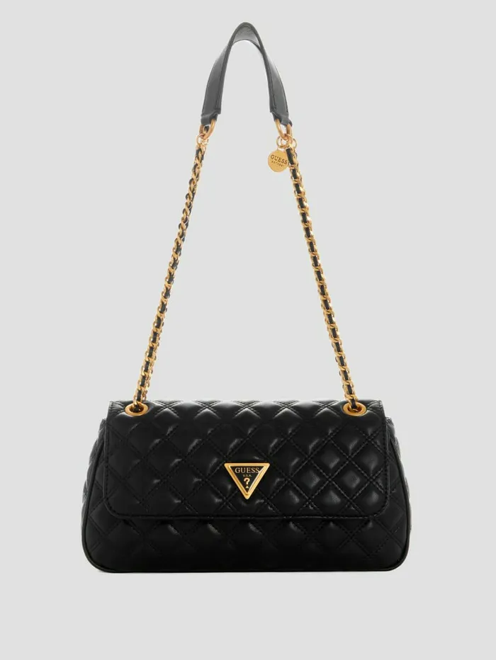 Handbags GUESS Women Giully Quilted Convertible Crossbody Black Floral Print