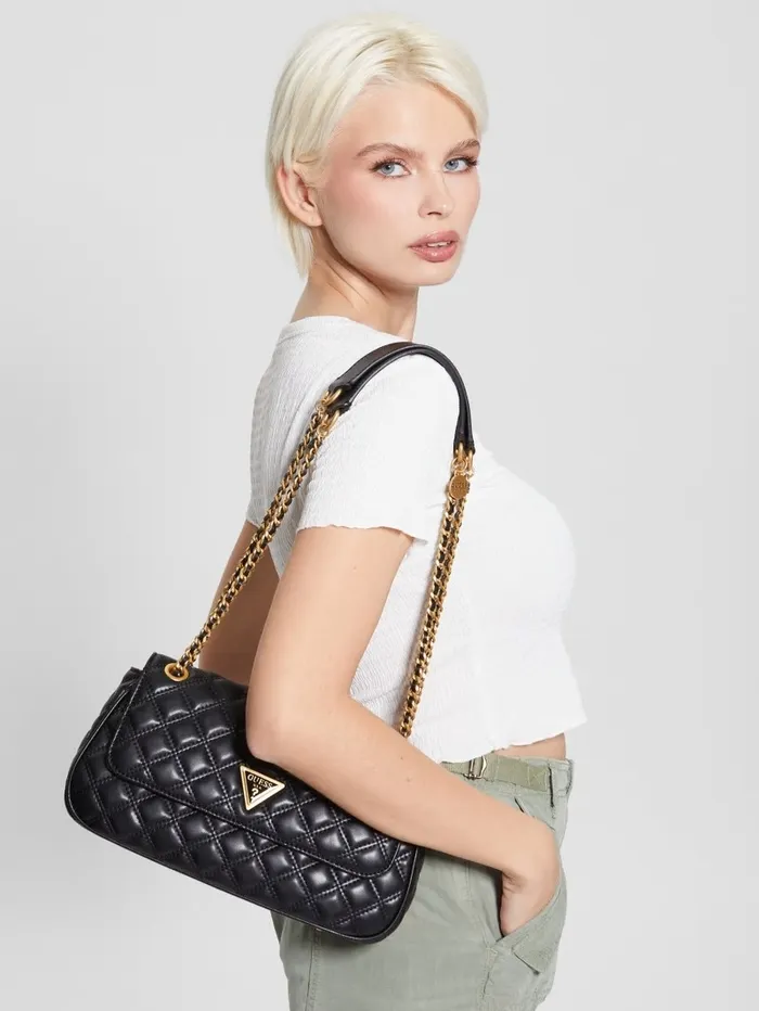 Handbags GUESS Women Giully Quilted Convertible Crossbody Black Floral Print Handbags GUESS Women Giully Quilted Convertible Crossbody Black Floral Print