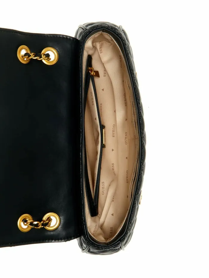 Handbags GUESS Women Giully Quilted Convertible Crossbody Black Floral Print Handbags GUESS Women Giully Quilted Convertible Crossbody Black Floral Print