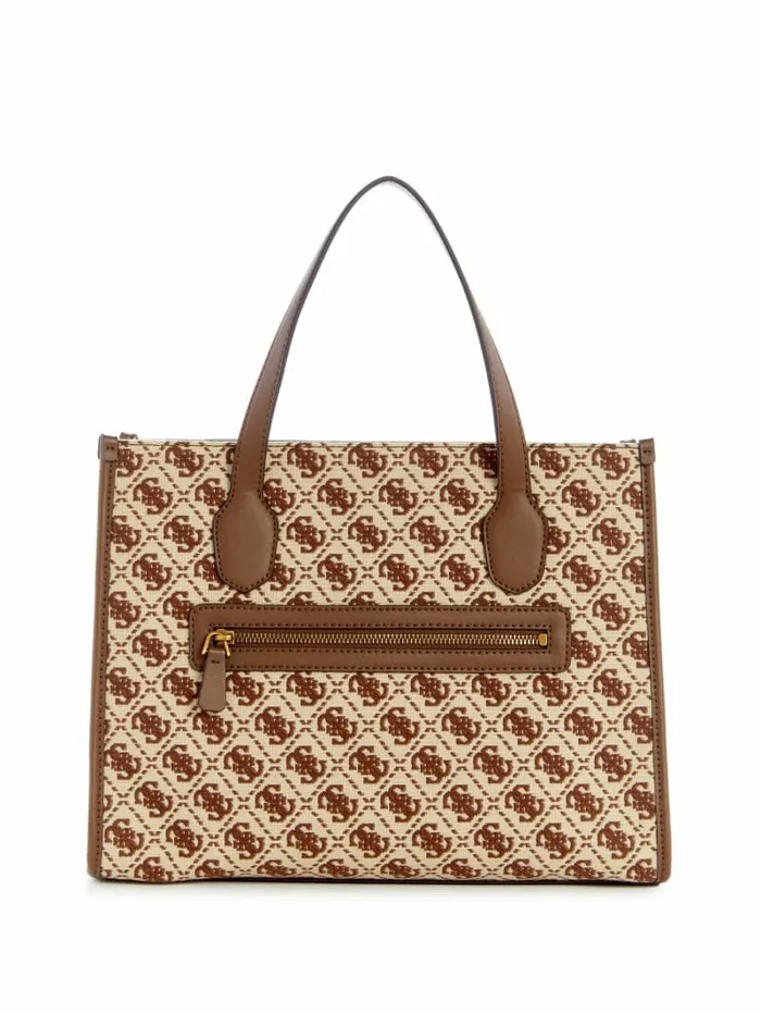 Handbags GUESS Women Izzy Jacquard Logo Tote Brown Multi Handbags GUESS Women Izzy Jacquard Logo Tote Brown Multi