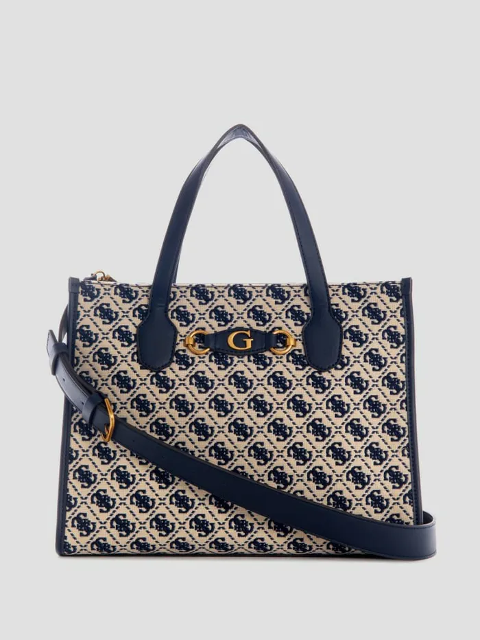 Handbags GUESS Women Izzy Jacquard Logo Tote Navy Logo