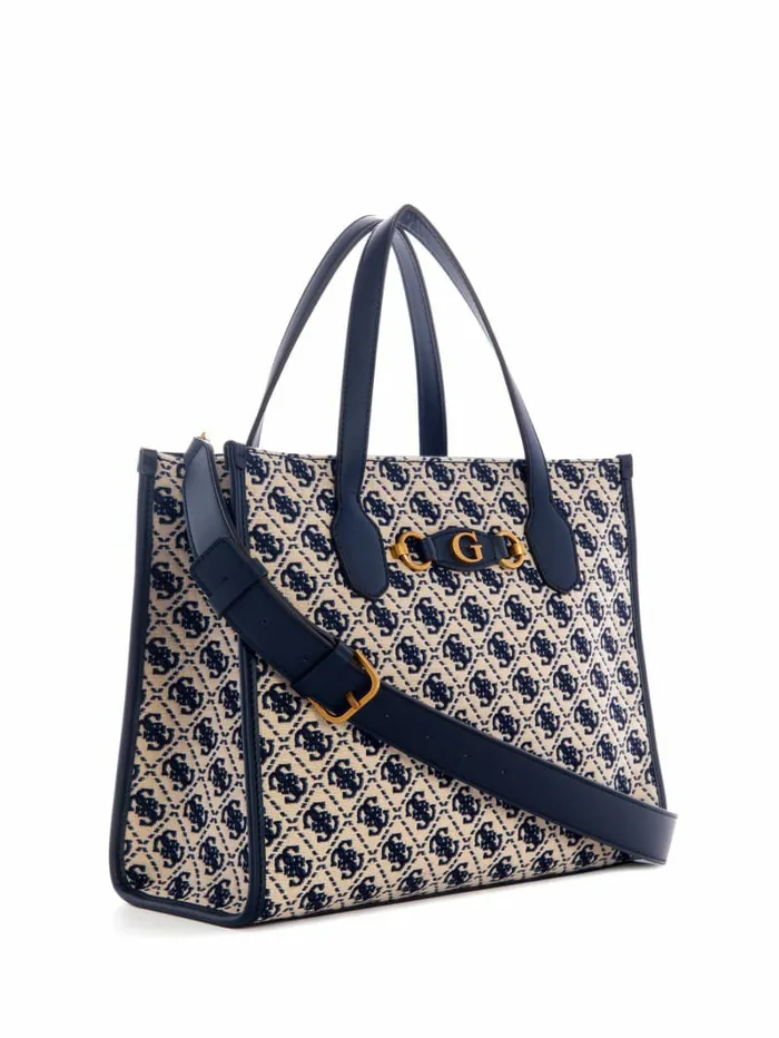 Handbags GUESS Women Izzy Jacquard Logo Tote Navy Logo Handbags GUESS Women Izzy Jacquard Logo Tote Navy Logo