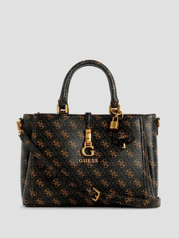 Handbags GUESS Women James Quattro G Girlfriend Satchel Brown Multi