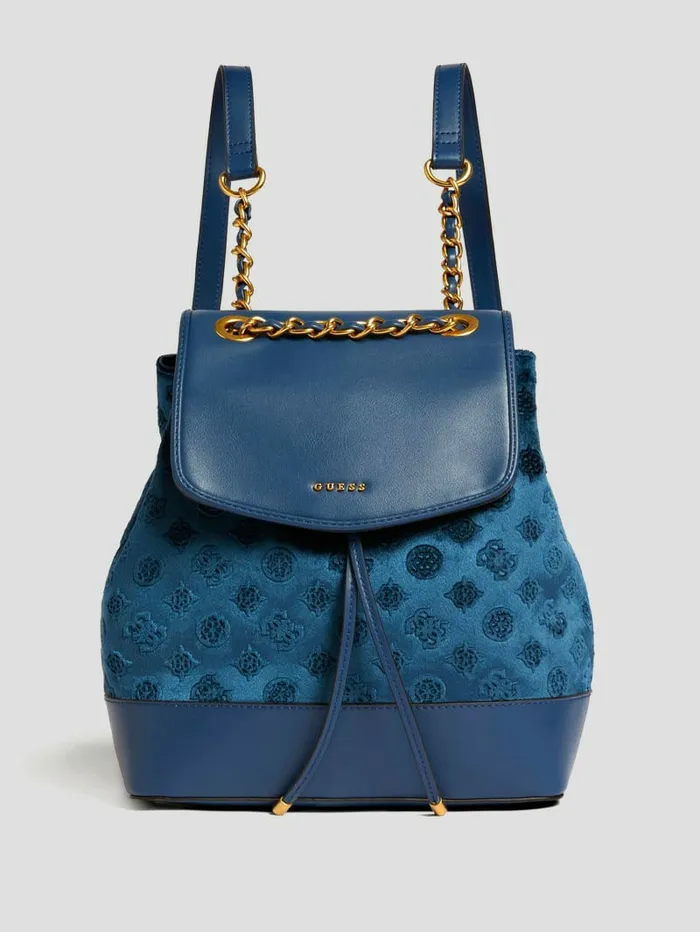 Handbags GUESS Women Kimi Velvet Backpack Navy