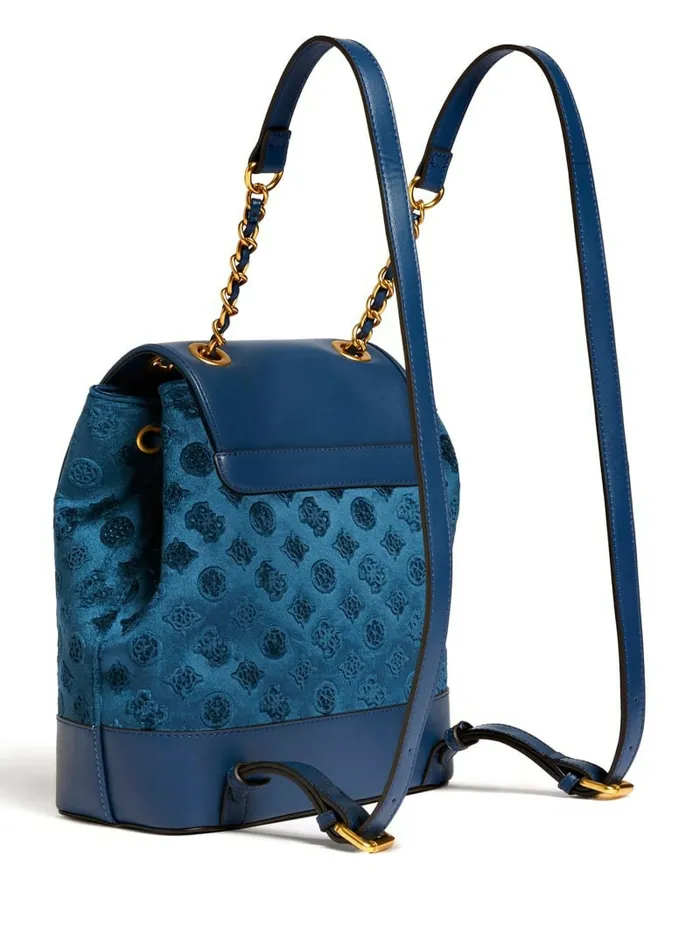 Handbags GUESS Women Kimi Velvet Backpack Navy