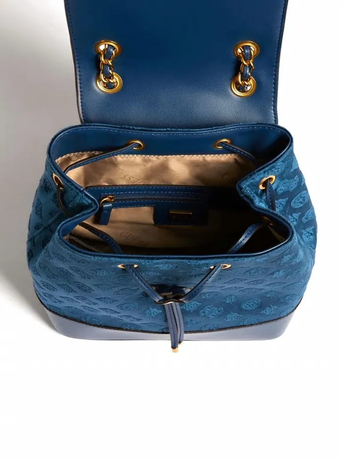 Handbags GUESS Women Kimi Velvet Backpack Navy