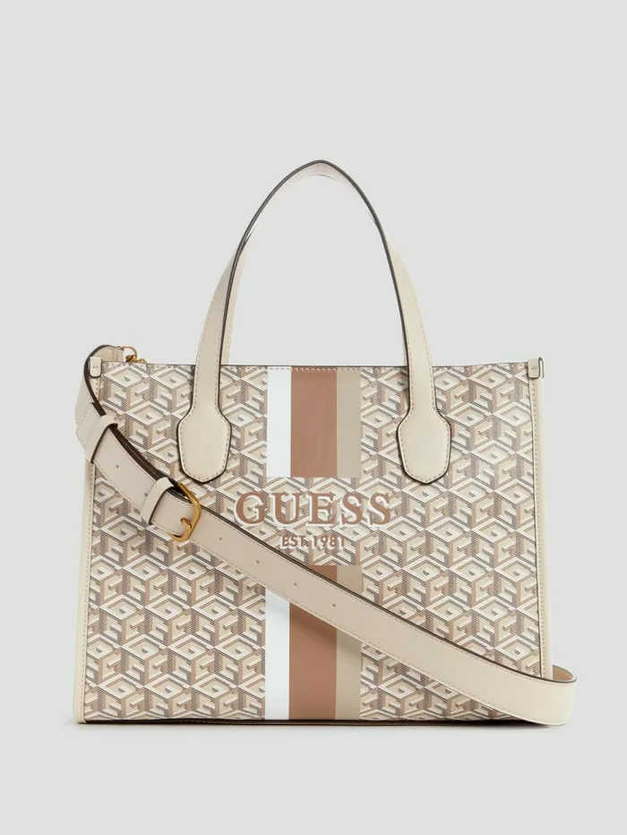 Handbags GUESS Women Silvana G Cube Tote Saddle
