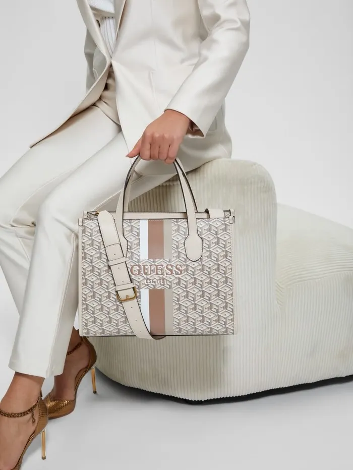 Handbags GUESS Women Silvana G Cube Tote Saddle Handbags GUESS Women Silvana G Cube Tote Saddle