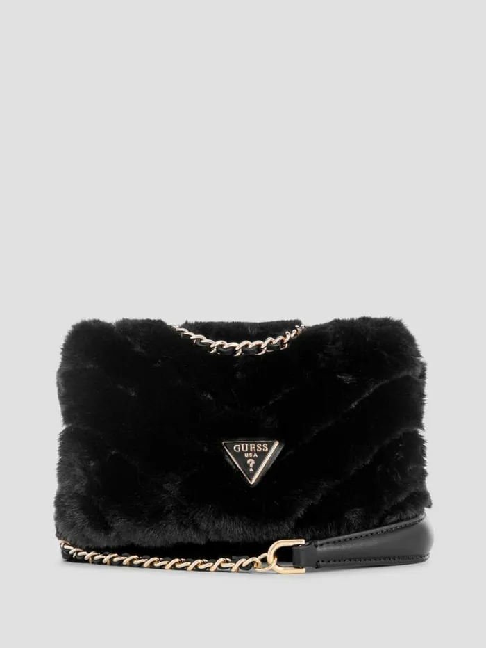 Handbags Katine FauxFur Mini Convertible Crossbody Black 8211 GUESS Women