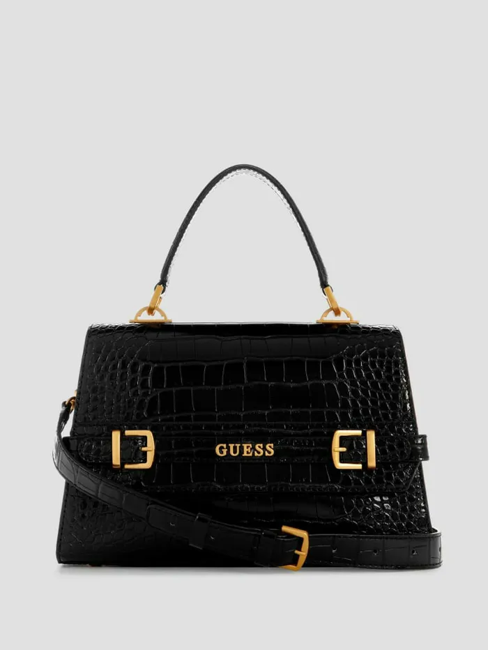 Handbags Sestri CrocodileEmbossed Crossbody Black GUESS Women