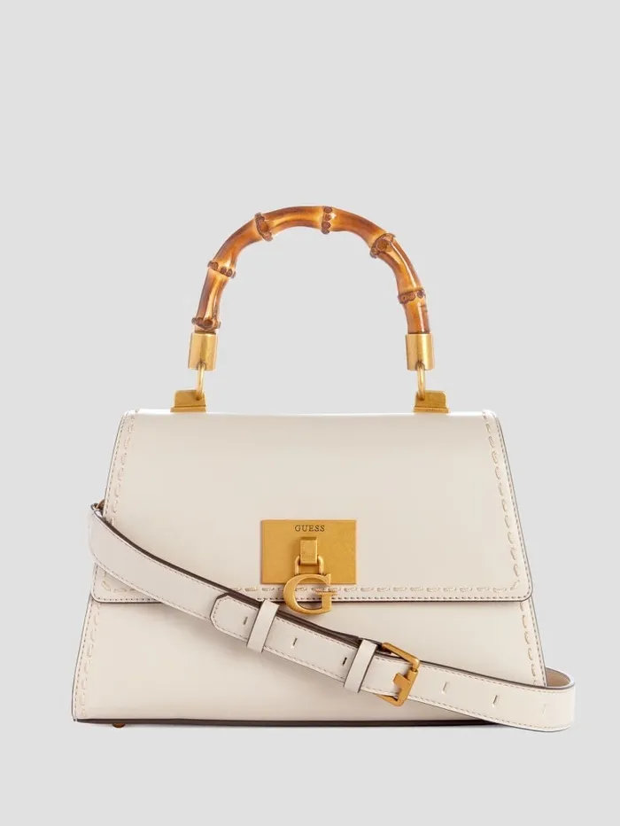 Handbags Stephi Bamboo Handle Mini Satchel White GUESS Women