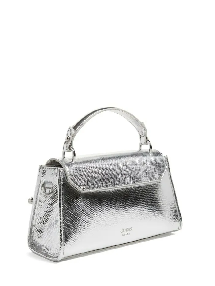 Handbags Women GUESS Iris Metallic Leather Top Handle Bag Silver Handbags Women GUESS Iris Metallic Leather Top Handle Bag Silver
