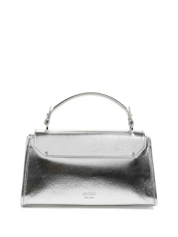 Handbags Women GUESS Iris Metallic Leather Top Handle Bag Silver Handbags Women GUESS Iris Metallic Leather Top Handle Bag Silver