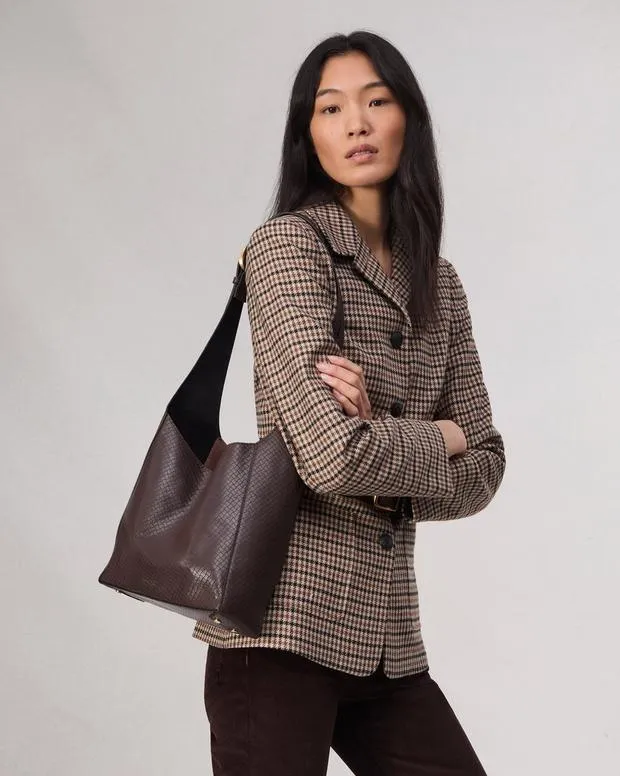 Handbags Women rag and bone Belize Small Leather Shopper Dark Espresso Basketweave