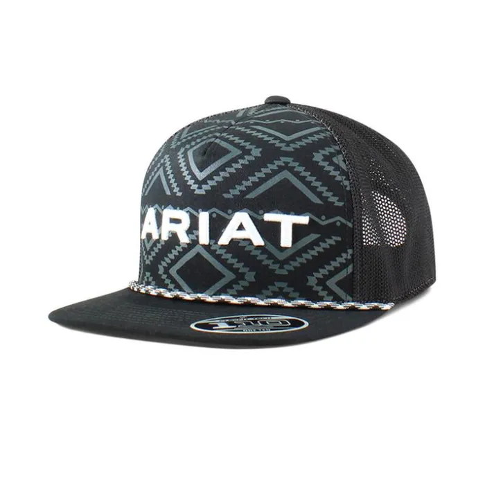 Hats and Caps Men Ariat Southwest Print Logo Rope Cap Black