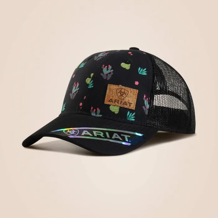 Hats and Caps Women Ariat Cactus Print Cap Black Black