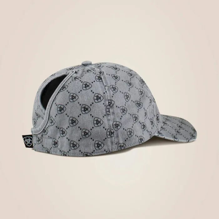Hats and Caps Women Ariat Shield Logo Print Cap Gray Hats and Caps Women Ariat Shield Logo Print Cap Gray
