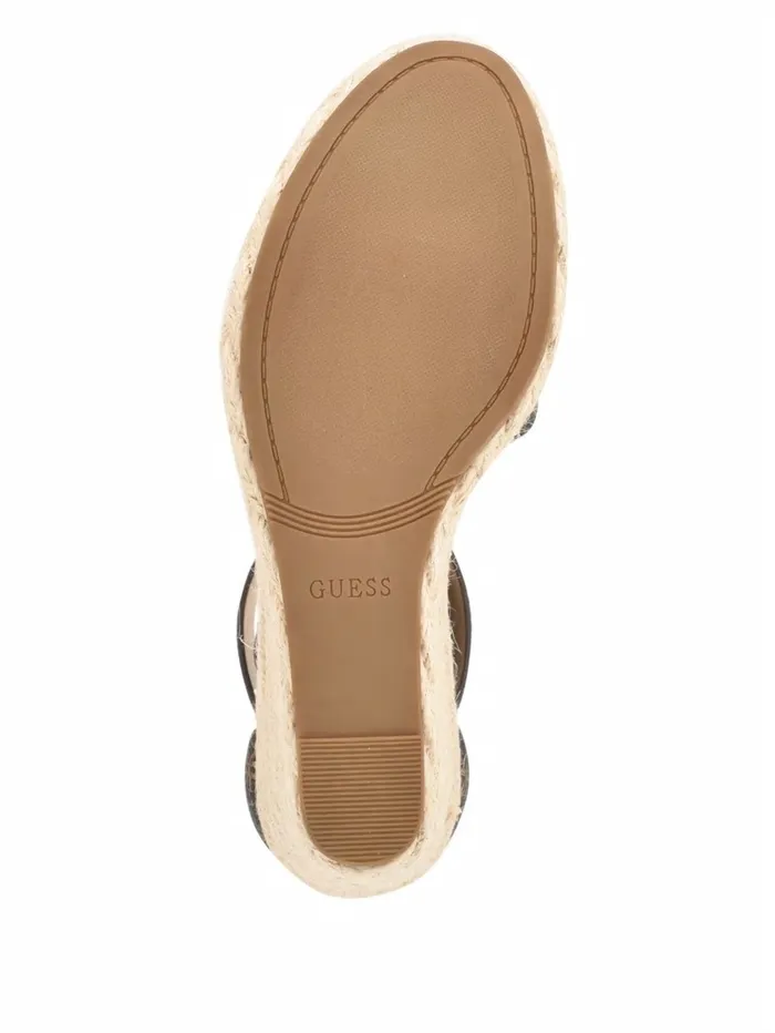 Hidy Logo Espadrille Wedges Medium Brown Sandals GUESS Women Hidy Logo Espadrille Wedges Medium Brown Sandals GUESS Women