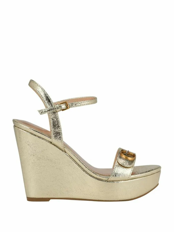 Himifa Shimmer Metallic G Wedge Sandals Gold Women Sandals GUESS Himifa Shimmer Metallic G Wedge Sandals Gold Women Sandals GUESS