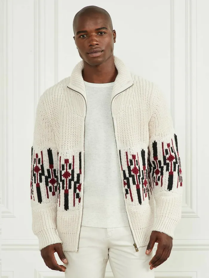 Hoodies and Sweaters GUESS Men Jacquard High Neck Cardigan Dreamy Moon
