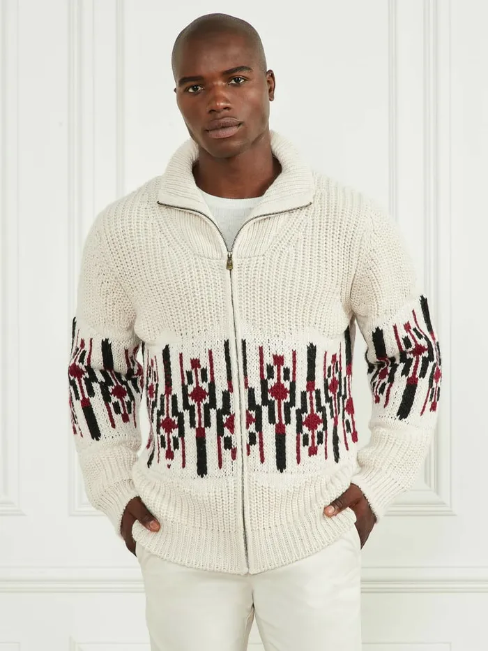 Hoodies and Sweaters GUESS Men Jacquard High Neck Cardigan Dreamy Moon Hoodies and Sweaters GUESS Men Jacquard High Neck Cardigan Dreamy Moon