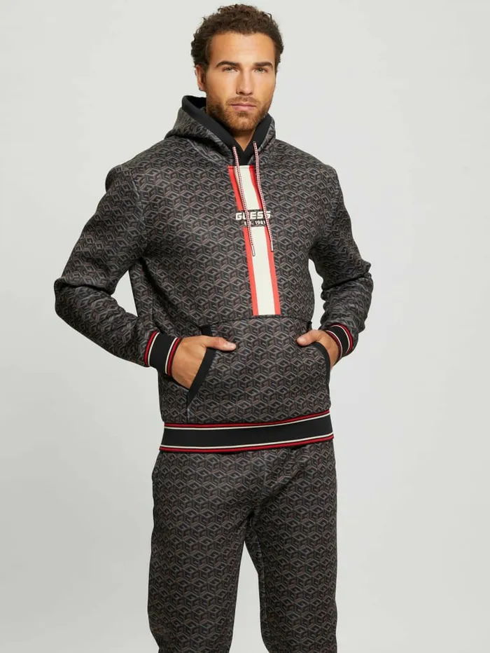 Hoodies and Sweaters Men Rolph Signature Cube Hoodie Macro G Cube Brown Combo GUESS Hoodies and Sweaters Men Rolph Signature Cube Hoodie Macro G Cube Brown Combo GUESS