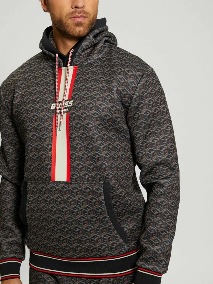 Hoodies and Sweaters Men Rolph Signature Cube Hoodie Macro G Cube Brown Combo GUESS Hoodies and Sweaters Men Rolph Signature Cube Hoodie Macro G Cube Brown Combo GUESS
