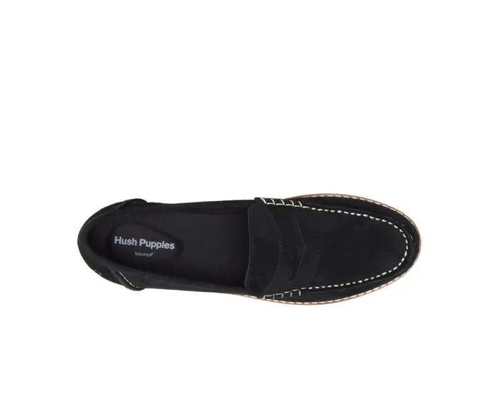 Hush Puppies Flats and SlipOns Women Wren Loafer Black Suede