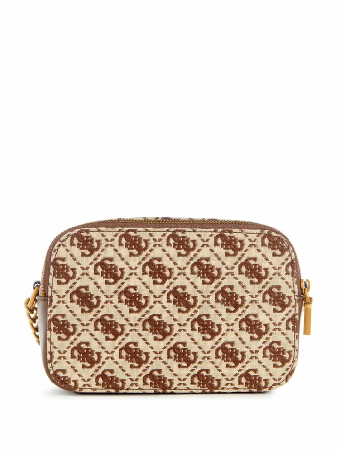 Izzy Jacquard Logo Camera Bag Brown Multi Women Handbags GUESS