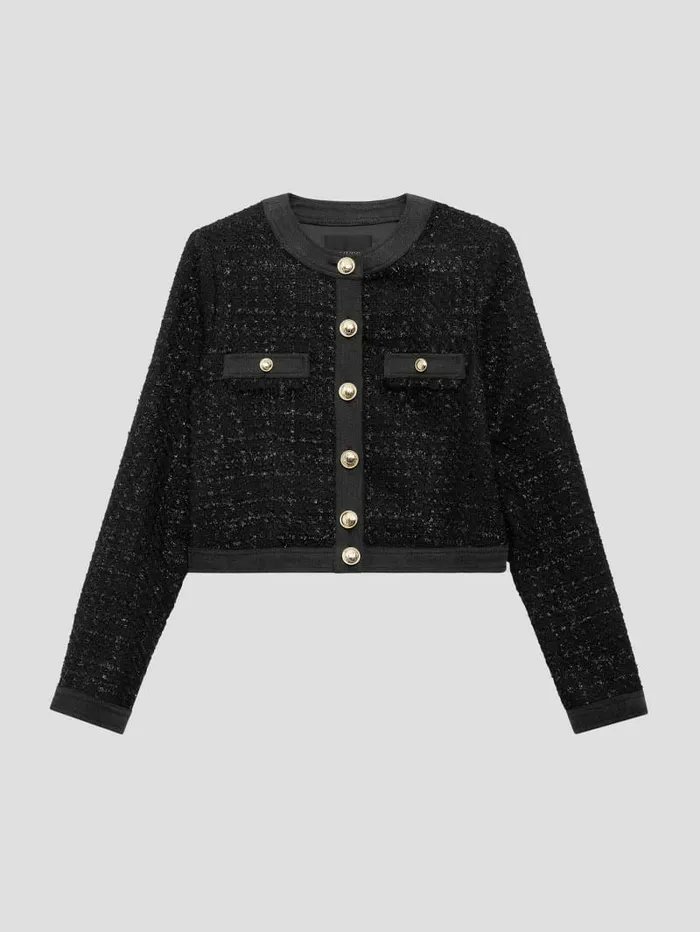 Jackets and Coats Clarissa Metallic Tweed Jacket Black Tweed Fantasy GUESS Women Jackets and Coats Clarissa Metallic Tweed Jacket Black Tweed Fantasy GUESS Women